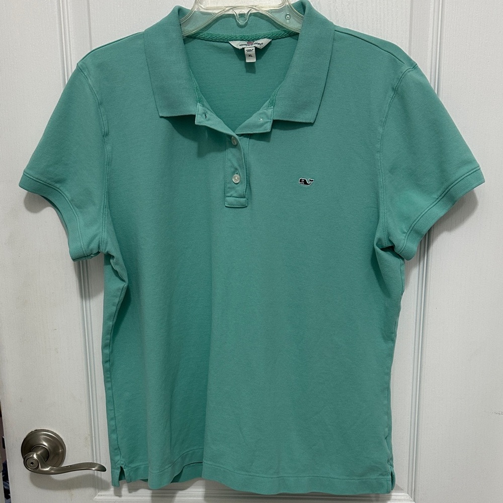 Women's Aqua Green Polo Shirt Size XL - Picture 5 of 7